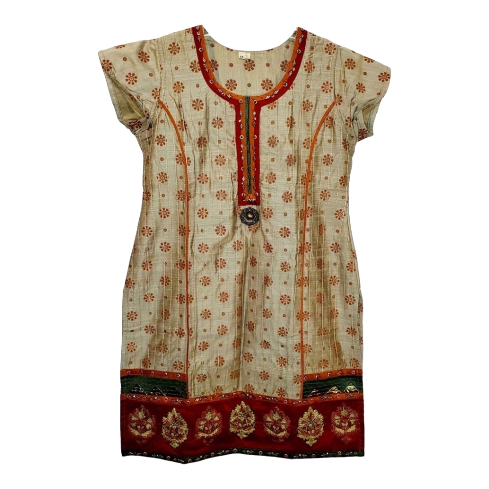 Gold & Burgundy Embroidered and Beaded Kurti Size 36